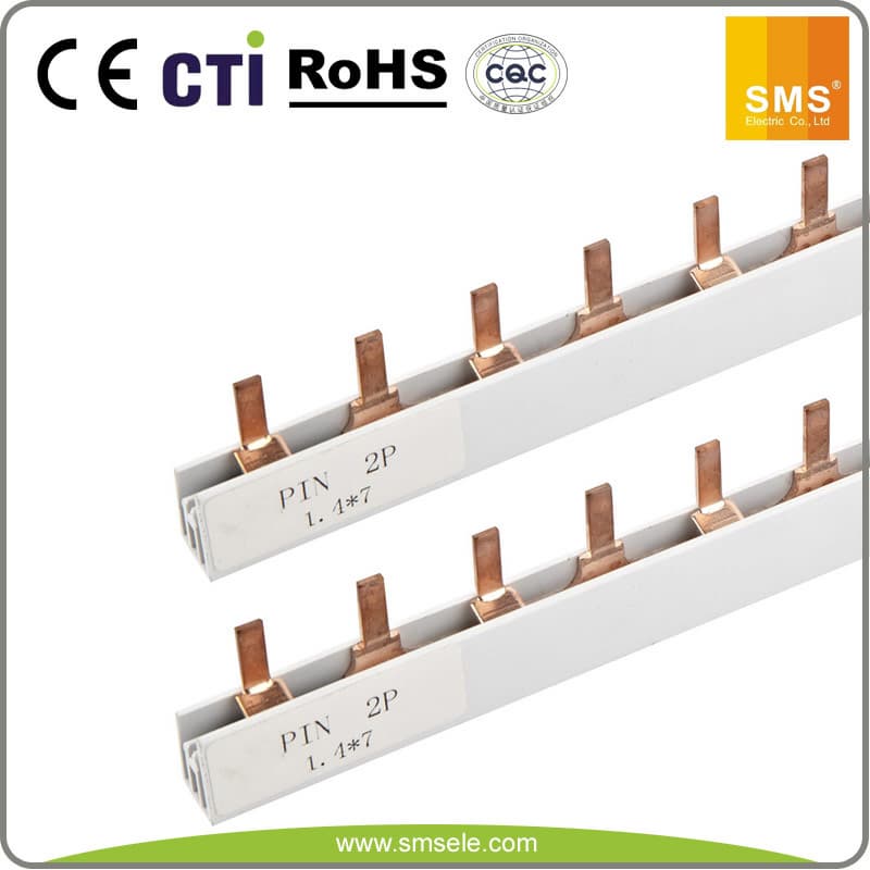 PIN Type 2P Red Copper Insulated Busbar For Mcb